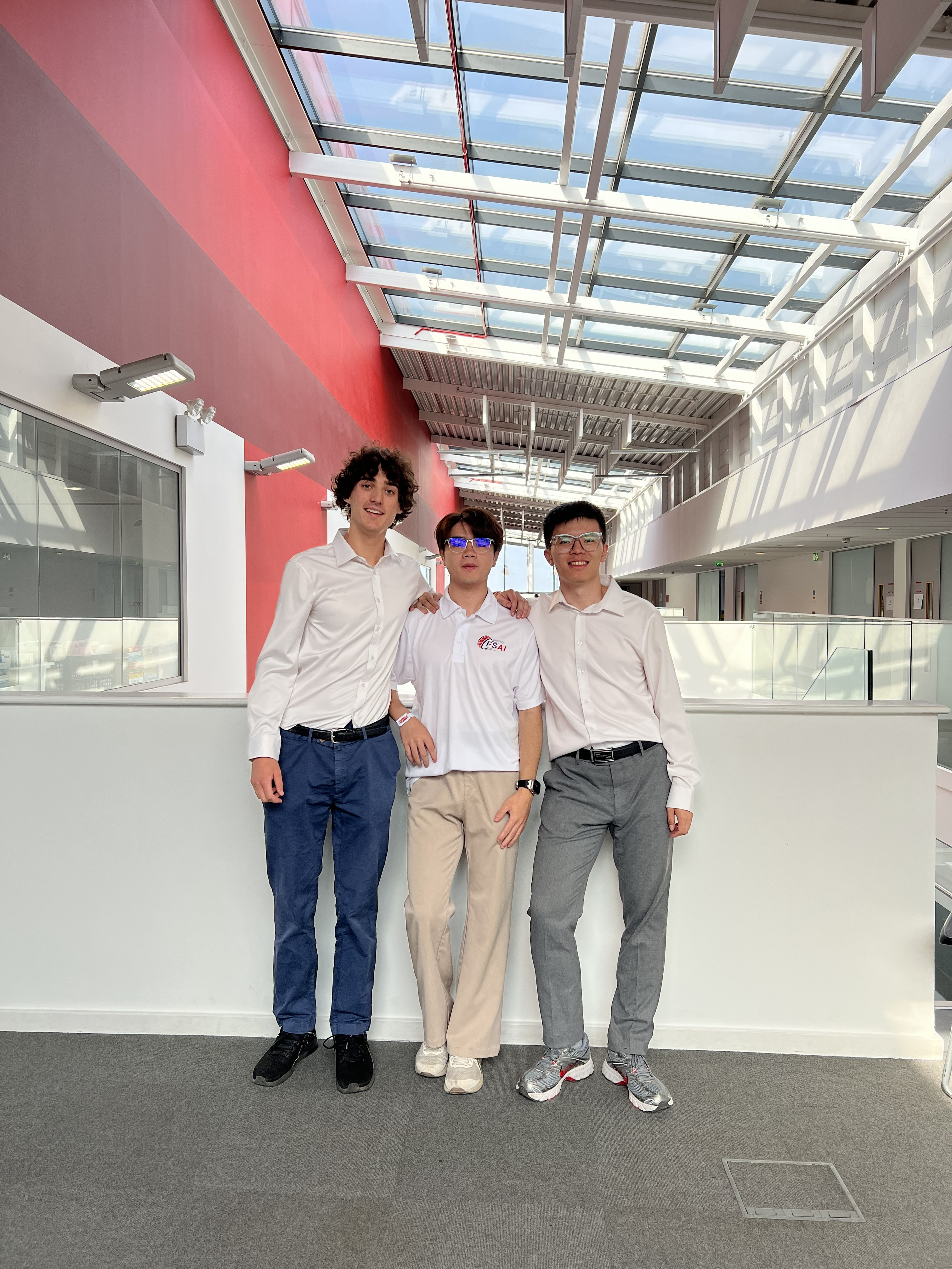 Team members dressed for the business plan presentation
